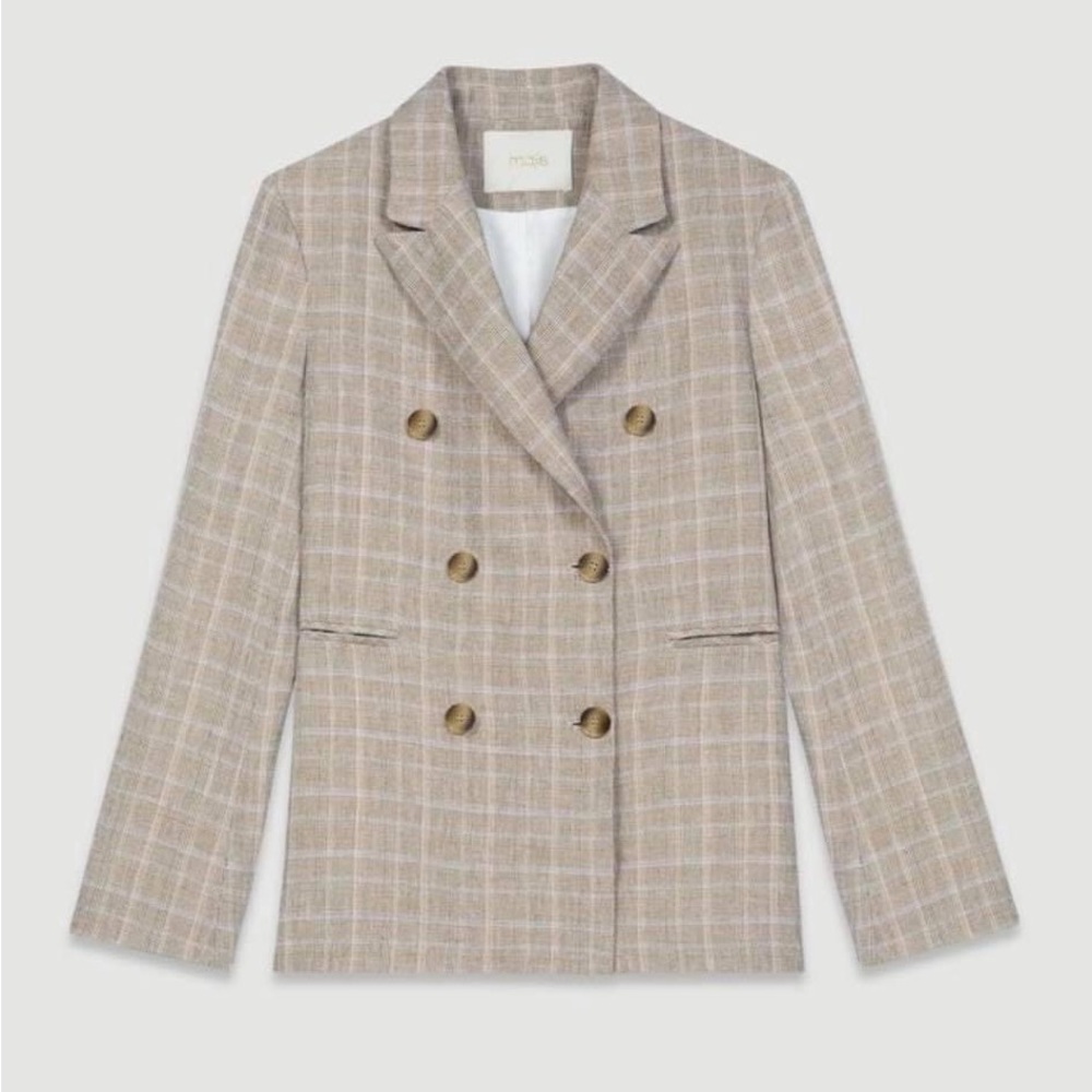 New MAJE PARIS Checked Linen Jacket in Size 6/M/38 - Picture 11 of 11